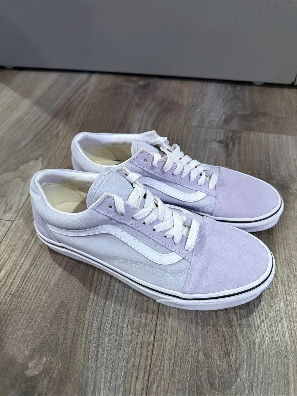 Vans Lavender and White Low-Top Skate Shoes